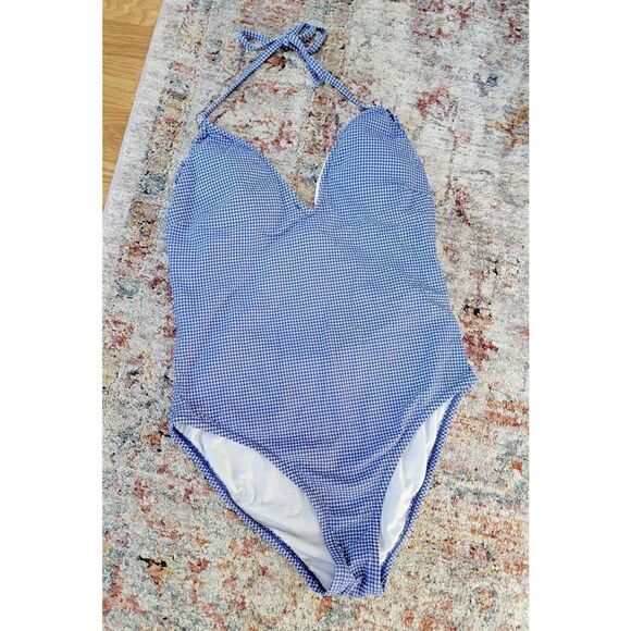 J.Crew Ruffle Halter Gingham Onepiece Swimsuit 10 - Picture 3 of 10